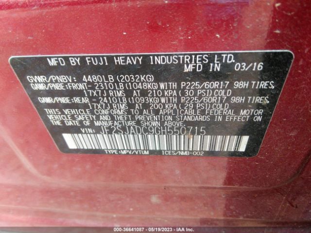 JF2SJADC9GH550715 Subaru Forester 2.5i Premium
