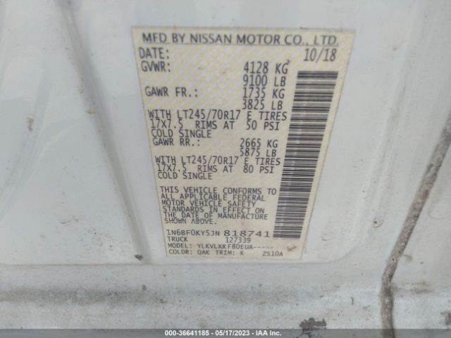 1N6BF0KY5JN818741 Nissan Nv Cargo Sv