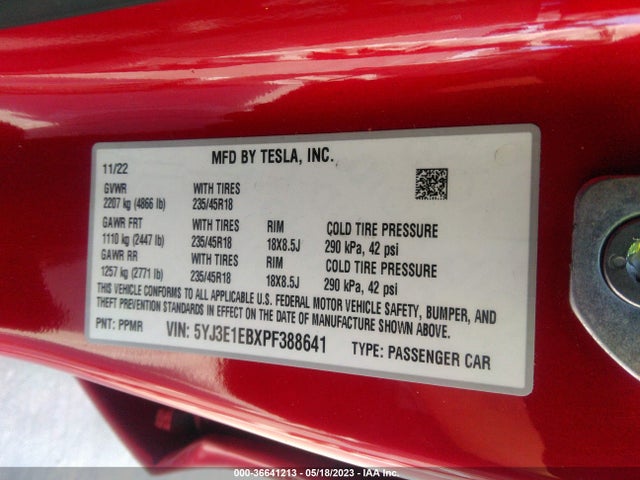 Tesla MODEL 3 2023 5YJ3E1EBXPF388641 Image 21