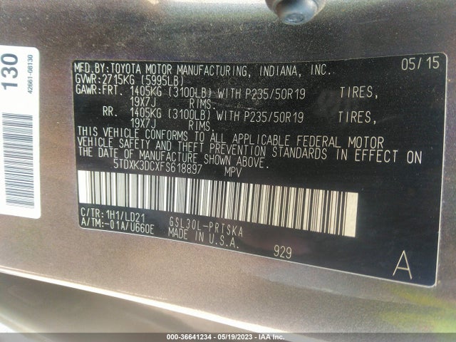 Toyota SIENNA SE 2015 5TDXK3DCXFS618897 Image 9