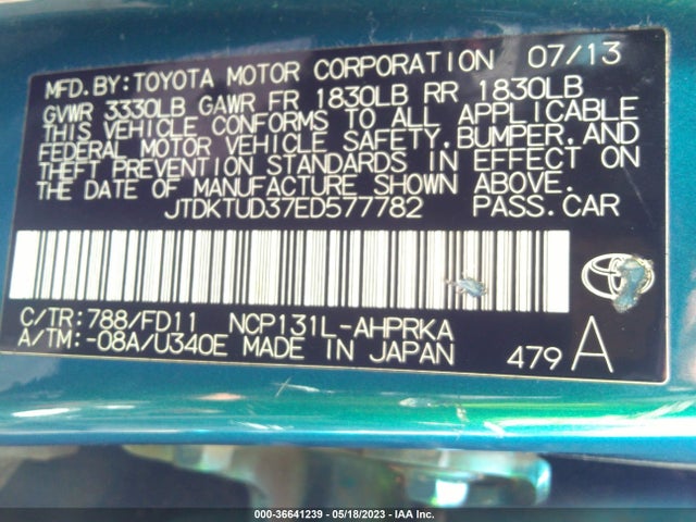 Toyota Yaris L/se/le 2014 JTDKTUD37ED577782 Image 11