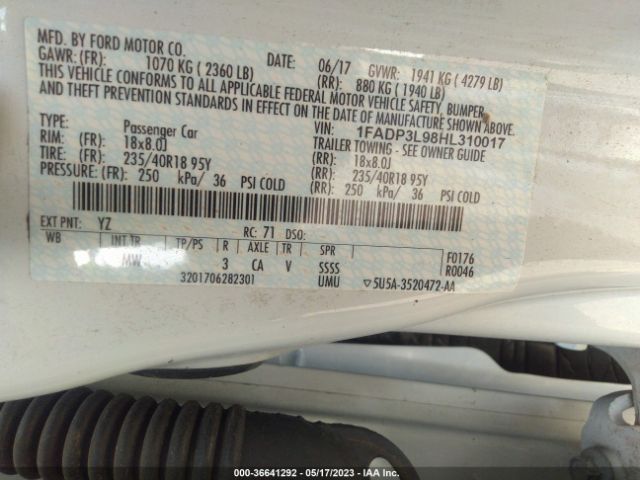 1FADP3L98HL310017 Ford FOCUS ST
