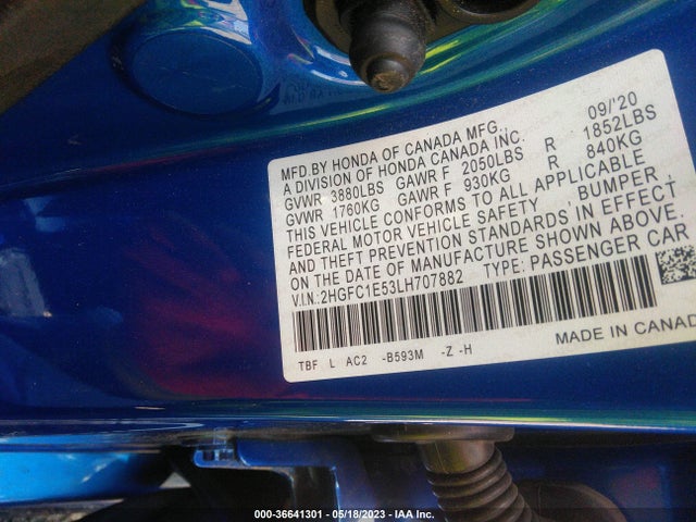 Honda CIVIC SI SEDAN 2020 2HGFC1E53LH707882 Image 10