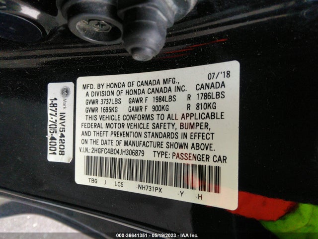 Honda Civic Coupe Lx-p 2018 2HGFC4B04JH306879 Image 10
