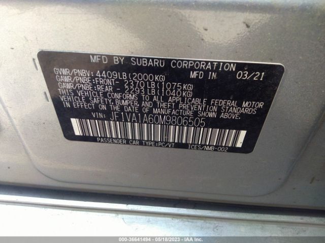 JF1VA1A60M9806505 Subaru WRX