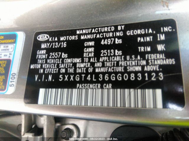 5XXGT4L36GG083123 KIA Optima Lx
