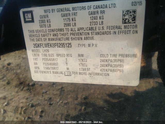 GMC Terrain Sle 2015 2GKFLWEK8F6295125 Image 10