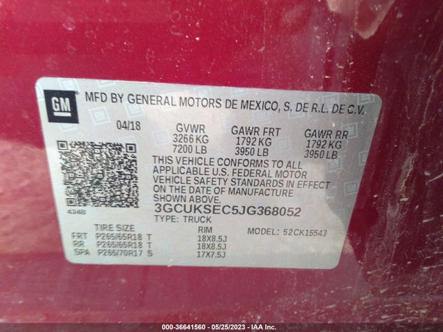 Chevrolet Silverado 1500 Ltz 2018 3GCUKSEC5JG368052 Image 10