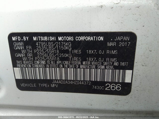 JA4AD2A34HZ044372 Mitsubishi Outlander Es