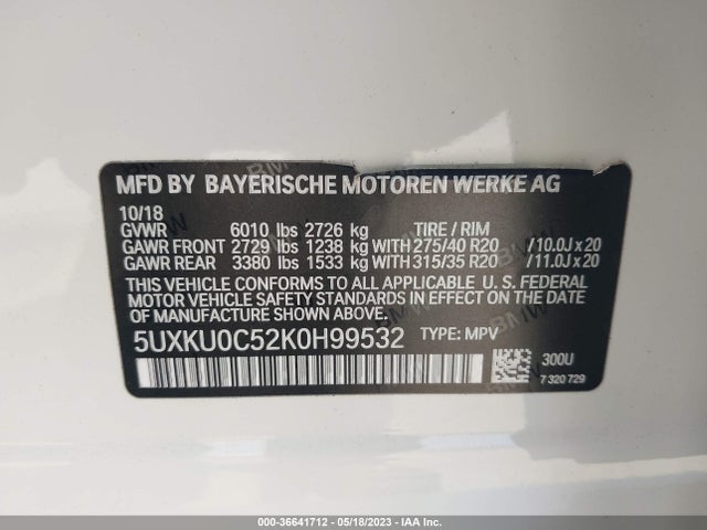 2019 BMW X6, VIN: 5UXKU0C52K0H99532