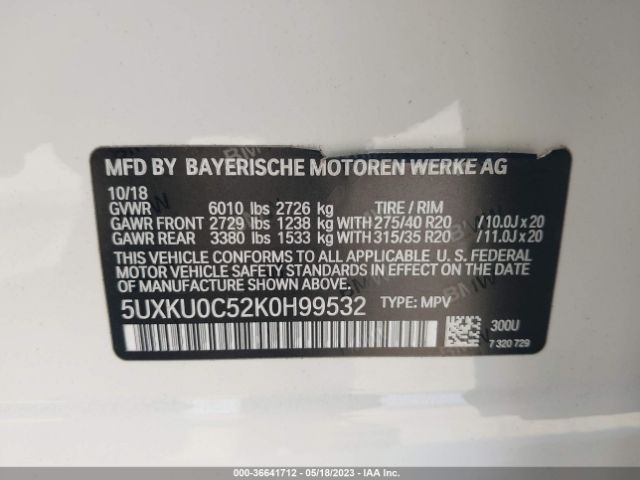 5UXKU0C52K0H99532 BMW X6 Sdrive35i