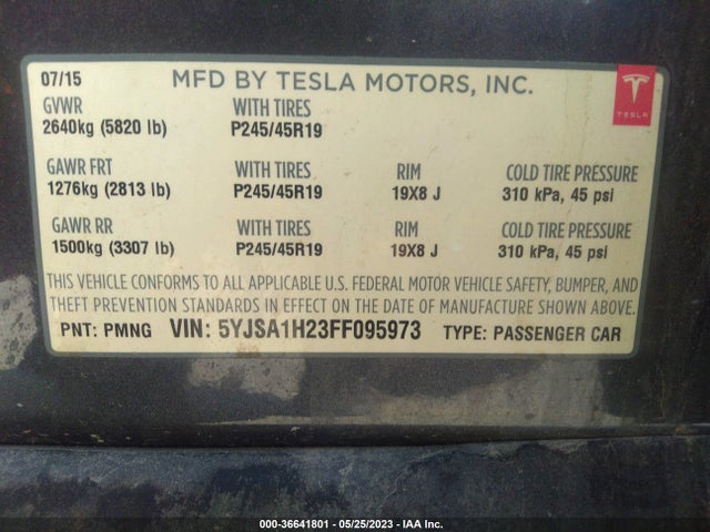 5YJSA1H23FF095973 Tesla Model S 85d/p85d/70d/90d/p90d