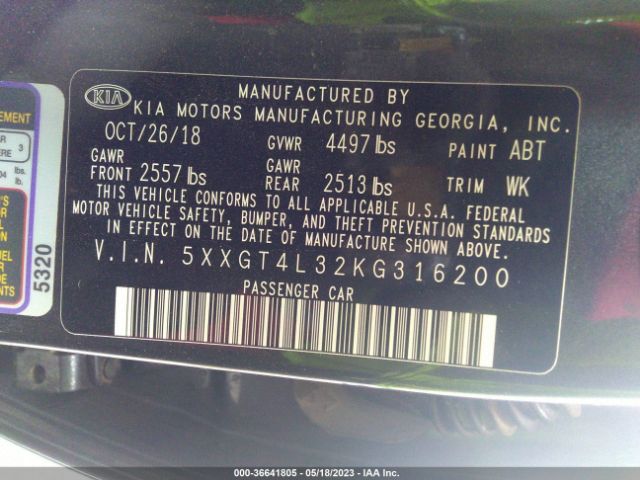 5XXGT4L32KG316200 KIA Optima S
