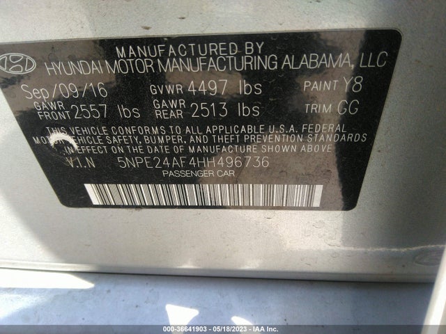 Hyundai Sonata 2.4l 2017 5NPE24AF4HH496736 Image 11