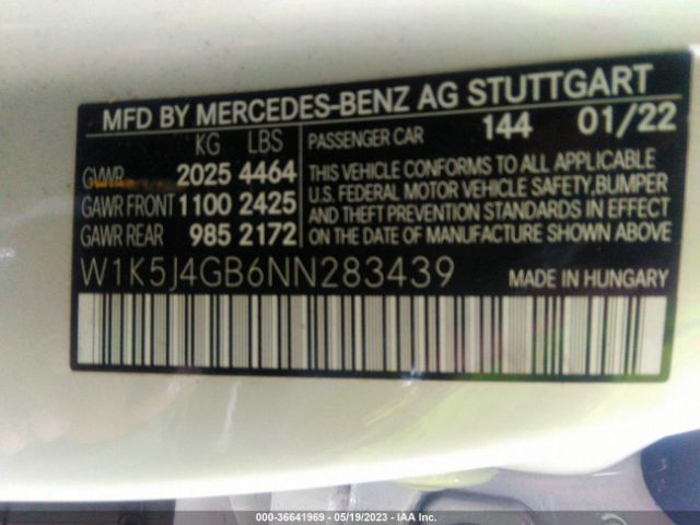 W1K5J4GB6NN283439 Mercedes-Benz Cla Cla 250