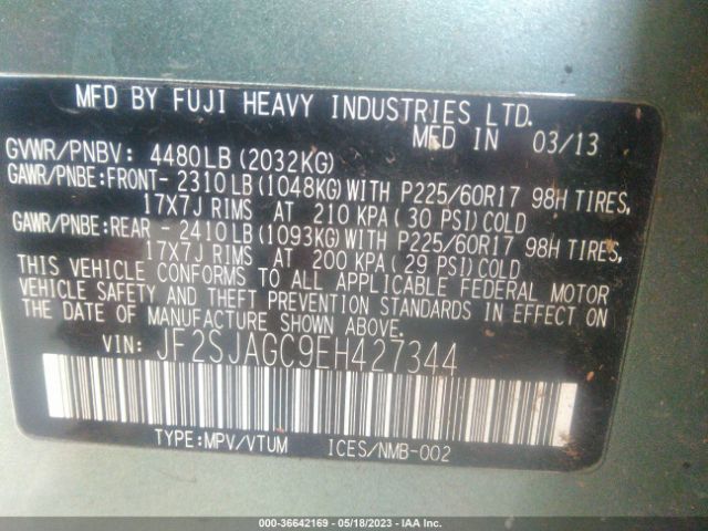 JF2SJAGC9EH427344 Subaru Forester 2.5i Premium