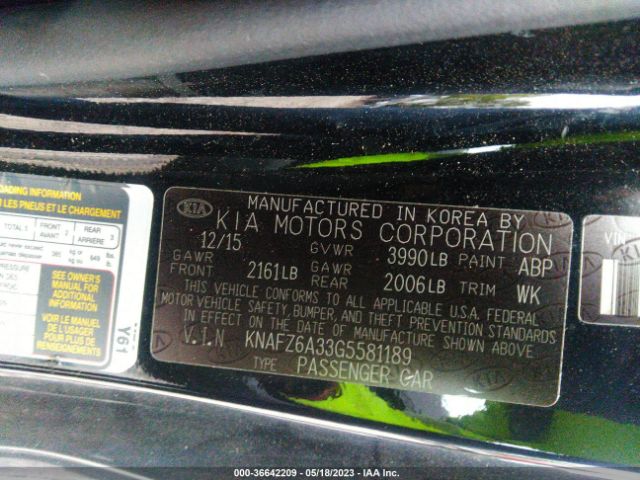 KNAFZ6A33G5581189 KIA Forte Koup Sx