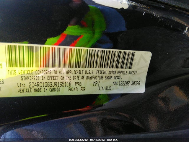 2C4RC1GG3JR165118 Chrysler Pacifica Limited