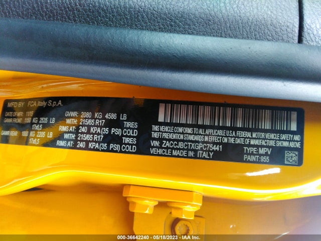 Jeep Renegade Trailhawk 2016 ZACCJBCTXGPC75441 Image 9