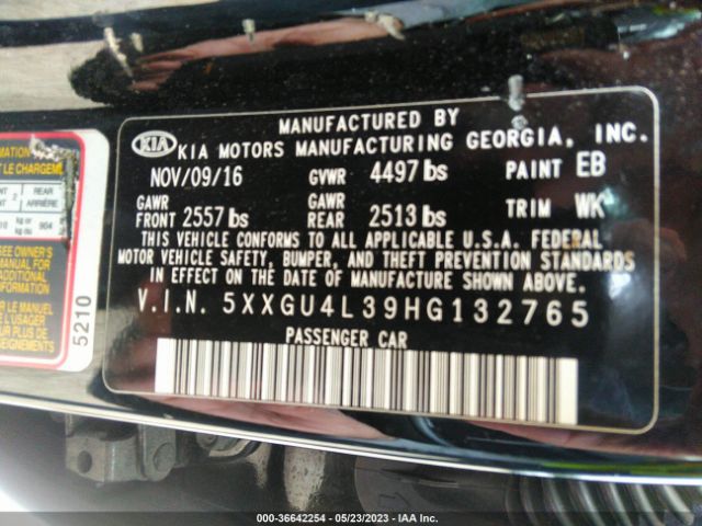 5XXGU4L39HG132765 KIA OPTIMA EX