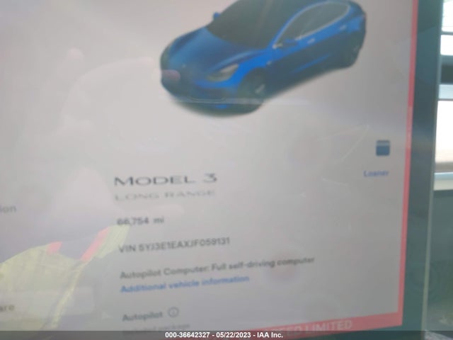 Tesla Model 3 Range Battery 2018 5YJ3E1EAXJF059131 Image 7