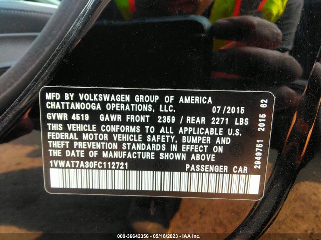 1VWAT7A30FC112721 Volkswagen Passat 1.8t Limited Edition