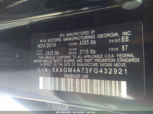 KIA Optima Lx 2015 5XXGM4A73FG432921 Image 10
