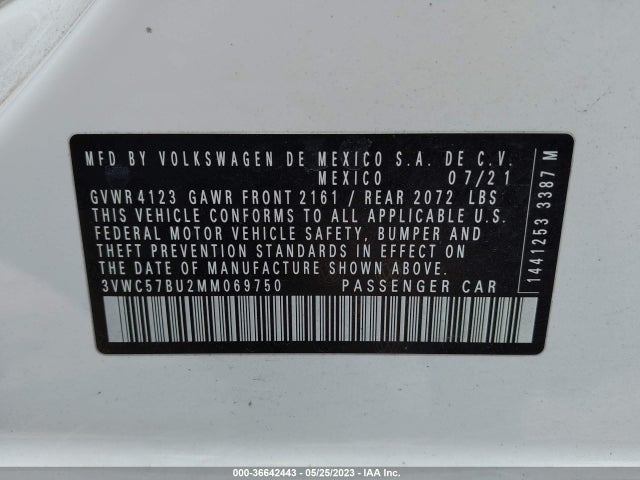 3VWC57BU2MM069750 Volkswagen Jetta S/se/r-line