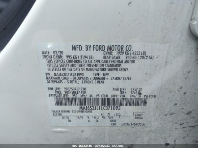 MAJ6S3JL1LC371093 Ford Ecosport Ses