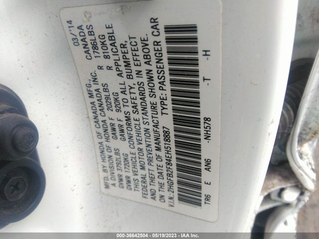 Honda Civic Sedan Ex 2014 2HGFB2F84EH518887 Image 11