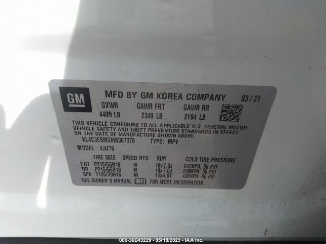 KL4CJESM2MB367378 Buick Encore Preferred