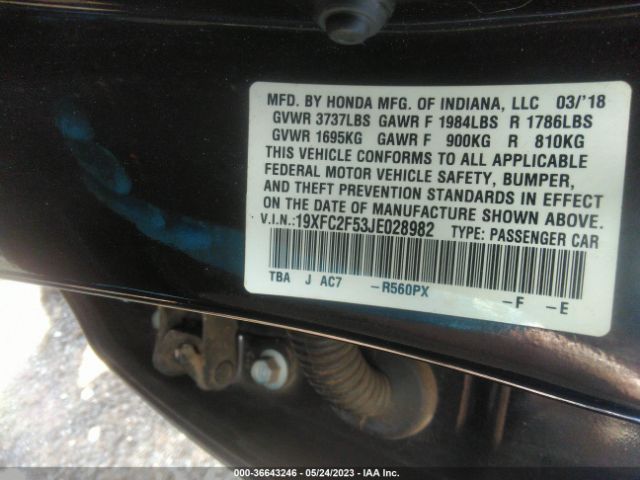 19XFC2F53JE028982 Honda Civic Sedan Lx