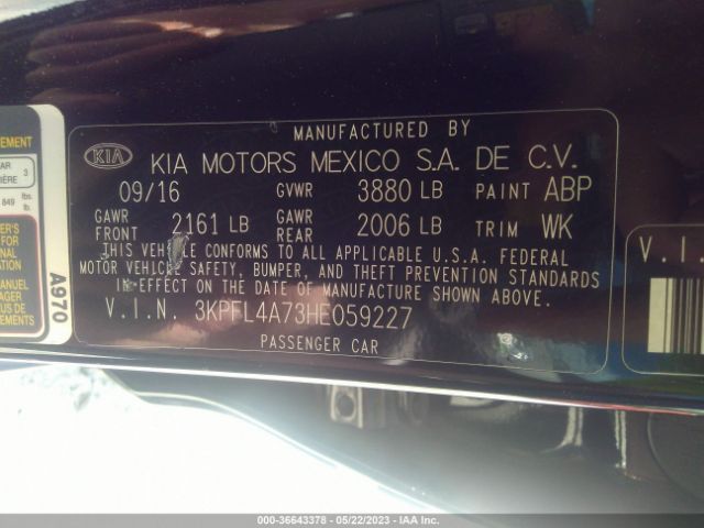 3KPFL4A73HE059227 KIA FORTE S