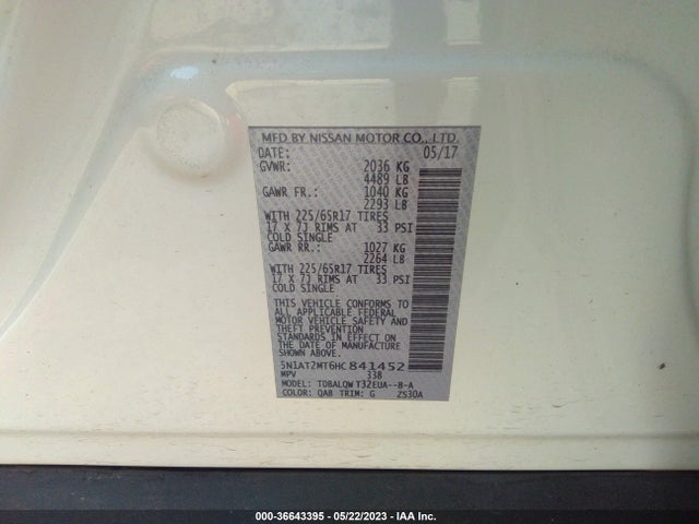 Nissan ROGUE SV 2017 5N1AT2MT6HC841452 Image 9