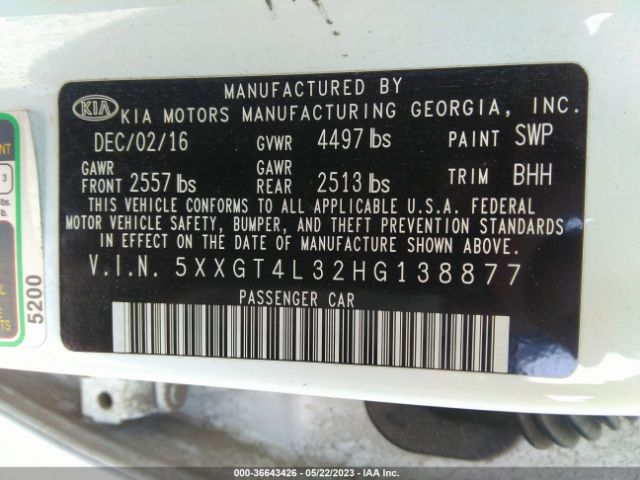 5XXGT4L32HG138877 KIA Optima Lx