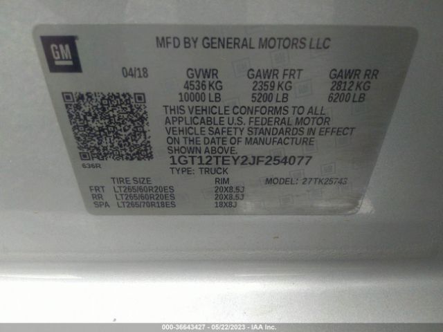1GT12TEY2JF254077 GMC Sierra 2500hd Slt