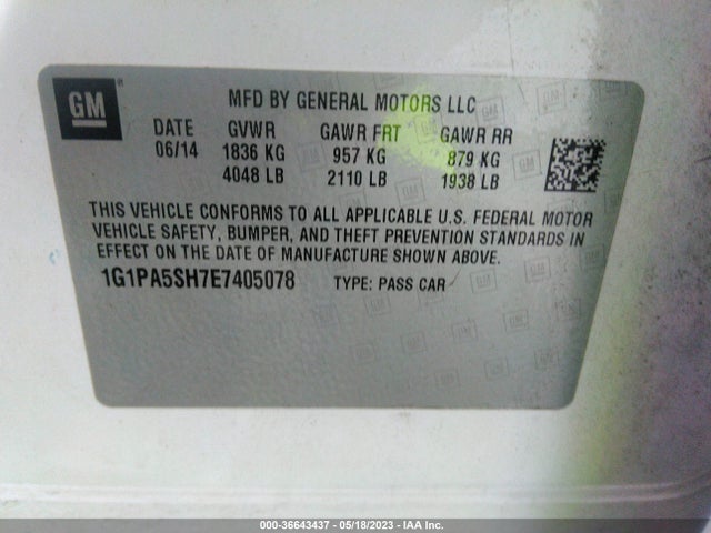 Chevrolet CRUZE LS 2014 1G1PA5SH7E7405078 Image 10