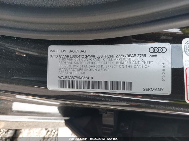 2017 Audi S6, VIN: WAUF2AFC7HN032418