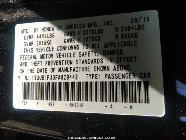 19UUB1F33FA029449 Acura TLX