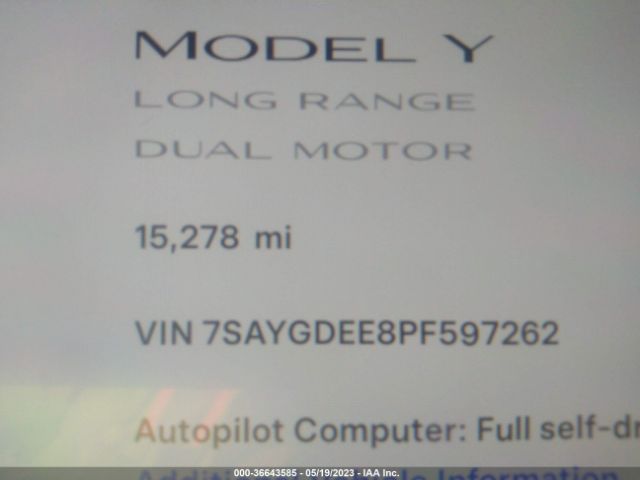 7SAYGDEE8PF597262 Tesla Model Y Long Range