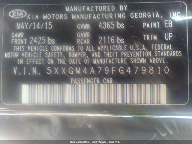 5XXGM4A79FG479810 KIA Optima Lx