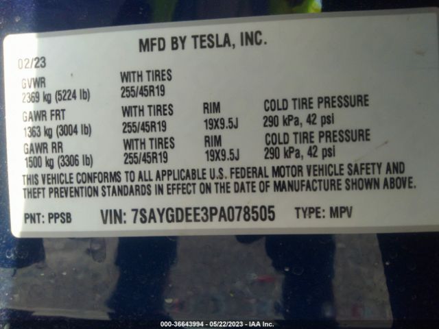 7SAYGDEE3PA078505 Tesla Model Y Long Range