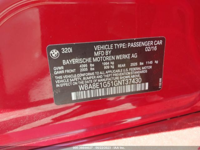 WBA8E1G51GNT37430 BMW 3 Series 320i