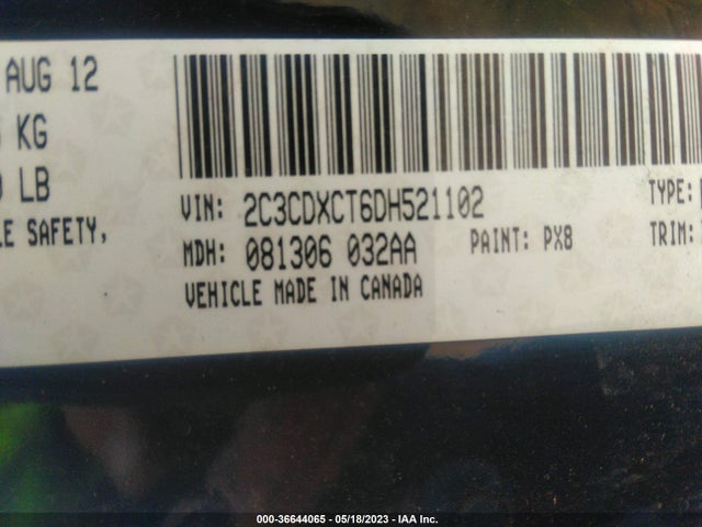2013 DODGE CHARGER RT VIN: 2C3CDXCT6DH521102