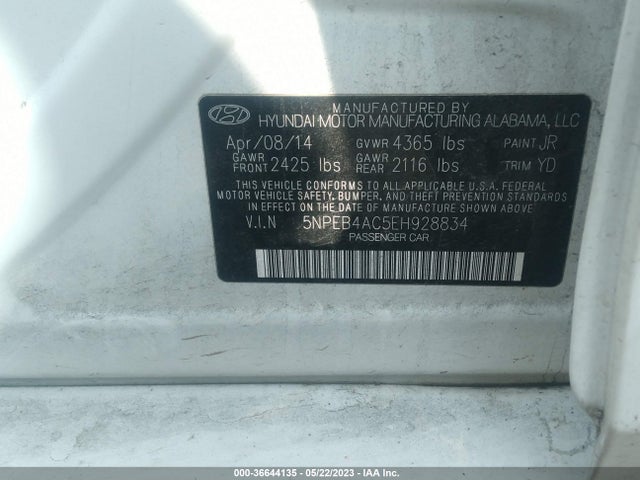 Hyundai SONATA GLS 2014 5NPEB4AC5EH928834 Image 10