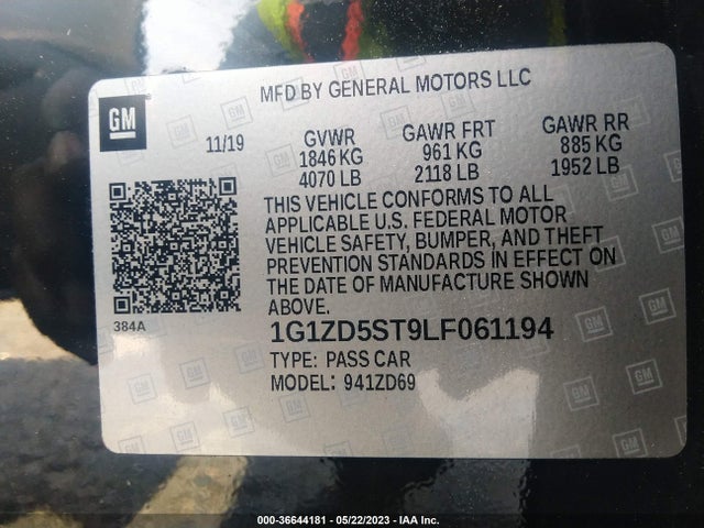 Chevrolet MALIBU LT 2020 1G1ZD5ST9LF061194 Image 9