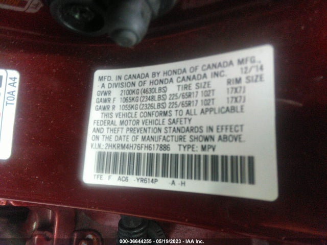 Honda Cr-v Ex-l 2015 2HKRM4H76FH617886 Image 9