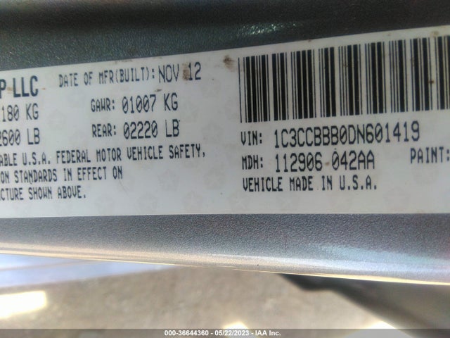 2013 CHRYSLER 200 TOURING VIN: 1C3CCBBB0DN601419