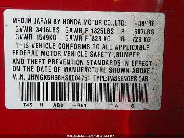 Honda FIT LX 2017 JHMGK5H56HS000475 Image 9