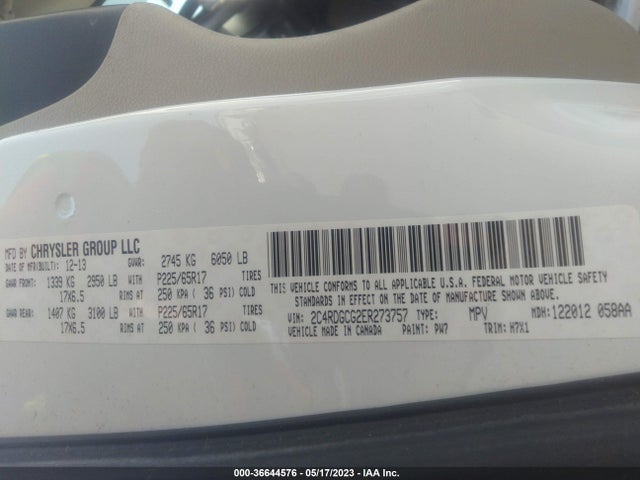 Dodge Grand Caravan Sxt 2014 2C4RDGCG2ER273757 Image 9